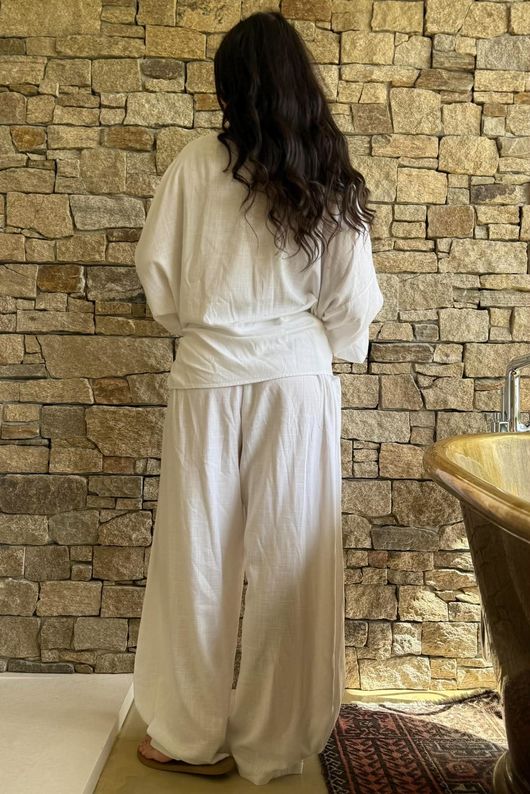 Lindin Linen Blend Kimono Top White